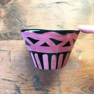 Fuchsia Pink & Black Sweet Little Ceramic Bowl
